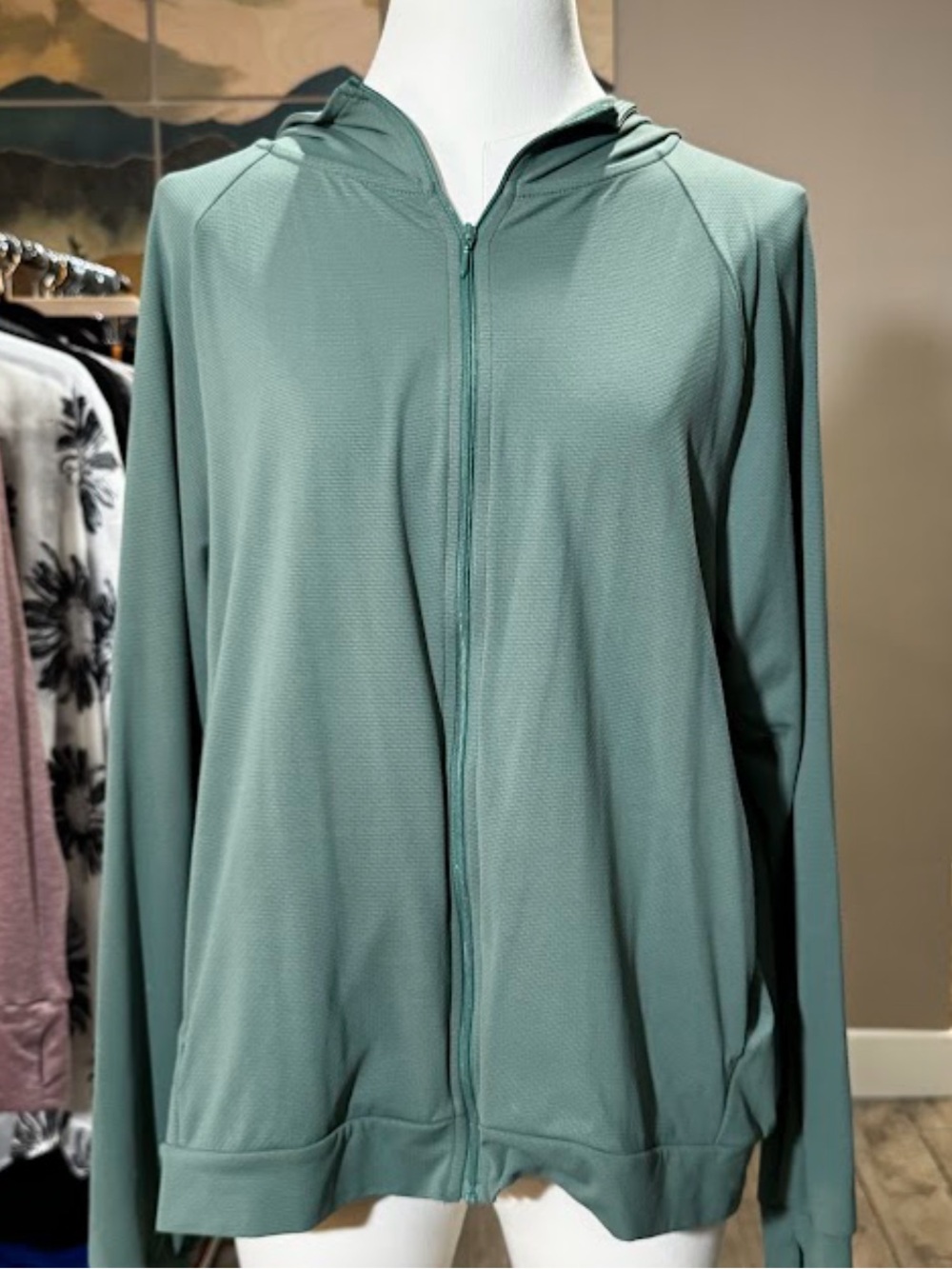 Uniqlo Hooded Zip Bomber Jacket - Sage Green